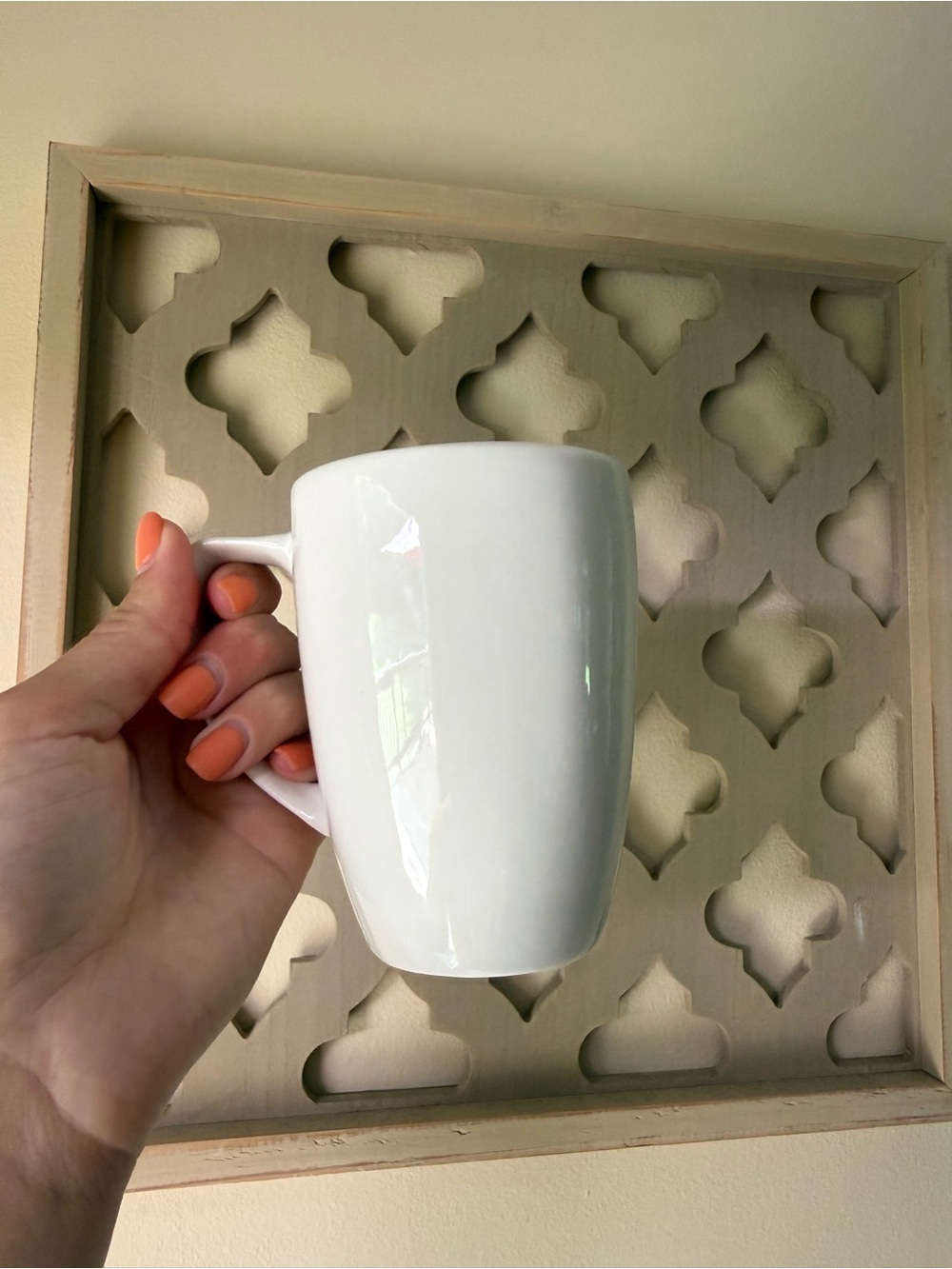 6 Everyday White Ceramic Mug with Comfortable Handle